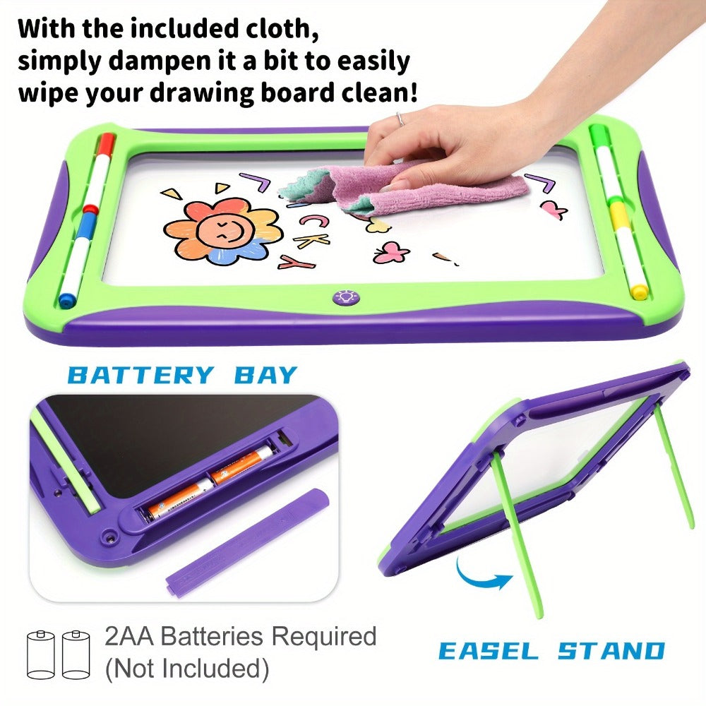LED Light Up Drawing Board for Kids, 9 Double-Sided Tracing Cards 6 Markers Glow Doodle Travel Art Toy for Girls Boys Ages 3-8