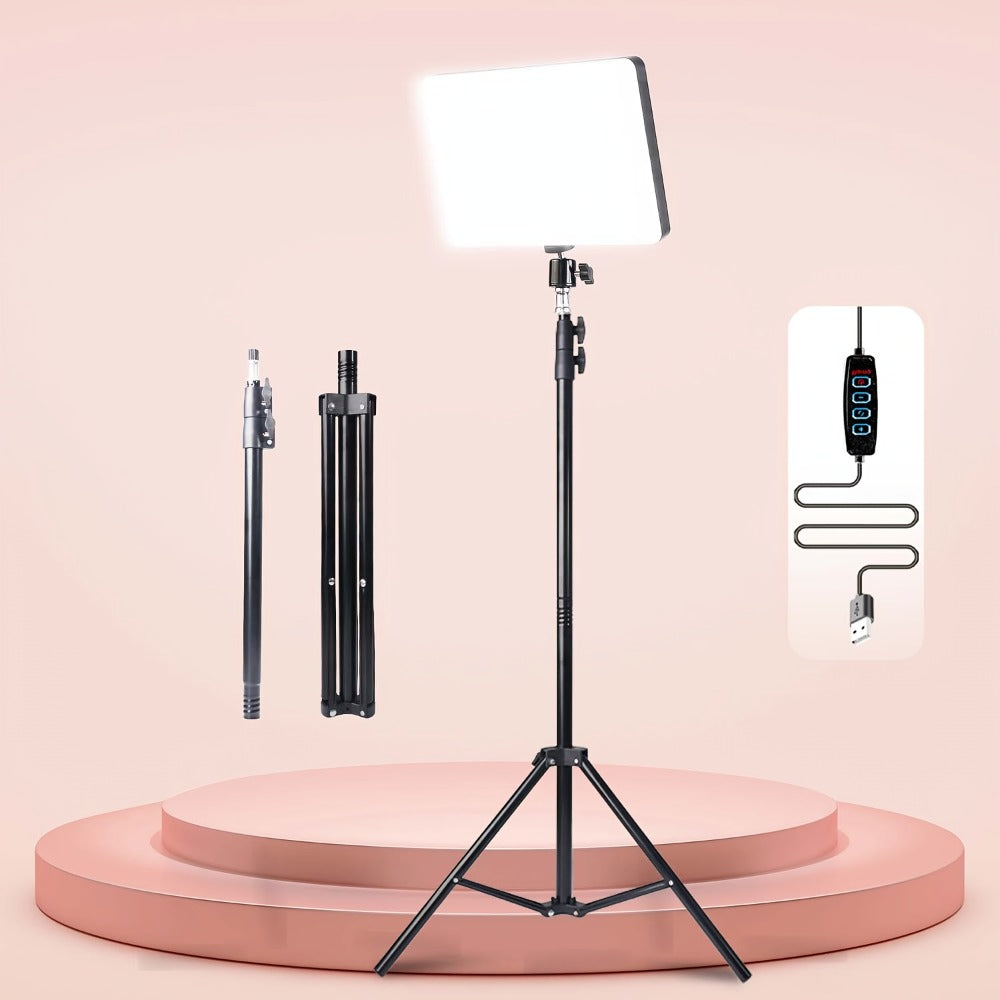 ZOMEI 10in LED Square Light Kit with 43.3in Tripod Stand & Phone Holder - Dimmable 3000K-6000K for an Everyday Personal Care Routine