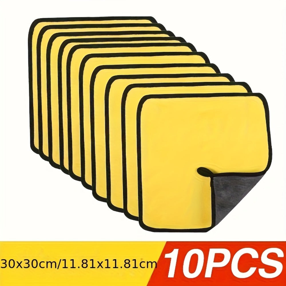 Microfiber Car Cleaning Towels 10pcs – Lint-Free Streak-Free Absorbent Wash & Dry Cloths for Car Exterior, Interior