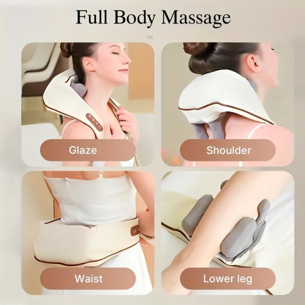 Neck Shoulder Massage Pillow 8D Deep Kneading Wireless Electric Back Massager Simulates Human Hands for Neck for Home or Salon Spa Use