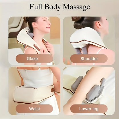 Neck Shoulder Massage Pillow 8D Deep Kneading Wireless Electric Back Massager Simulates Human Hands for Neck for Home or Salon Spa Use