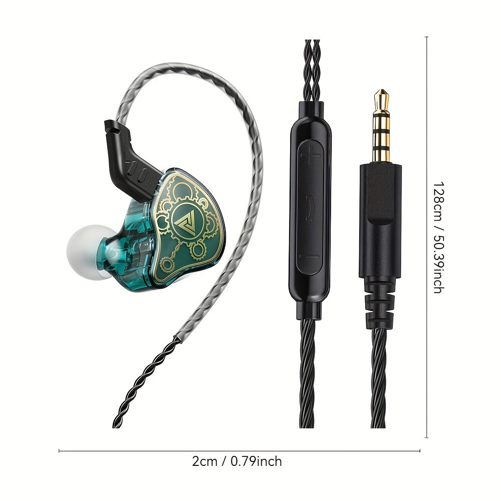 QKZ Hi7T Transparent Dynamic Resin Wired Earphones DJ Monitor HiFi Stereo Heavy Bass for Bedside Audio, Alarms and Room Entertainment