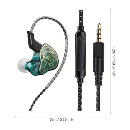 QKZ Hi7T Transparent Dynamic Resin Wired Earphones DJ Monitor HiFi Stereo Heavy Bass for Bedside Audio, Alarms and Room Entertainment