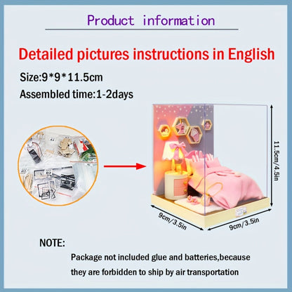 DIY Miniature Dollhouse Kit with Dust Cover Small, Mini House Model No Glue with the Listed Color, Size or Set Options for Everyday Use