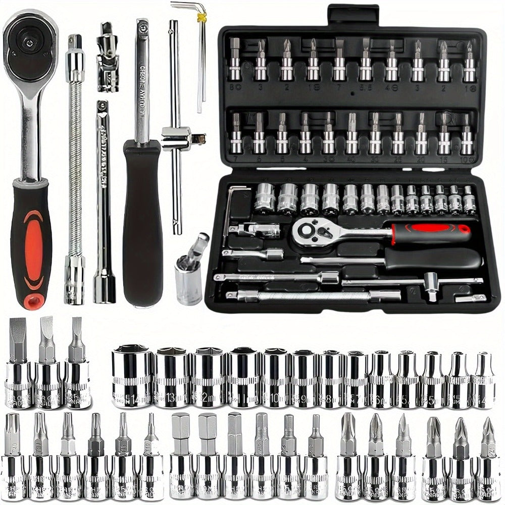 Automotive Socket and Hand Tool Kit in 45-Piece Case or 898-Piece Rolling Cabinet Checkout Options