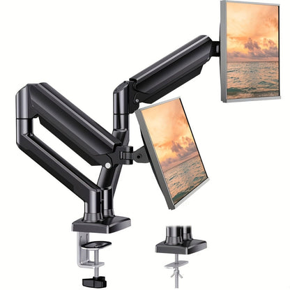 Aluminum Alloy Gas Spring Monitor Arm, Full Motion Swivel Tilt Rotate, Desk Mount for 13-32 Inch Screens
