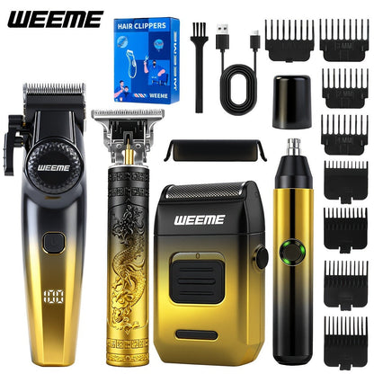 Men's Electric Grooming Kit 4-in-1 – Hair Clipper, Beard Trimmer, Electric Shaver & Nose Hair Trimmer Set, Gradient Design