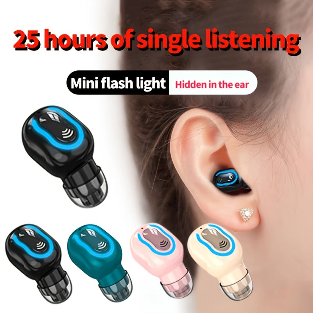 Mini Invisible Wireless Earphone Long Standby Condenser Microphone In-Ear Sport for Bedside Audio, Alarms and Room Entertainment