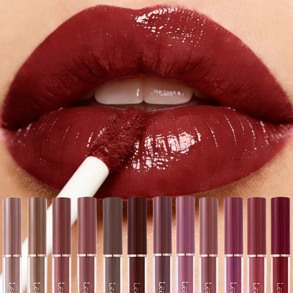 Lip Gloss Set by Leaf Poem with 12 Mixed Lip Colors, Slim Tube Applicators and Presentation Box