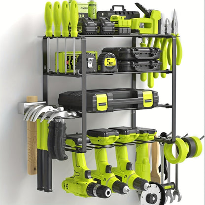 Power Drill Holder Wall Mount, Tool Storage Rack with 3/4 Layer Floating Shelf, Cordless Drill Organizer