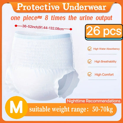 Disposable Incontinence Underwear for Seniors, High Absorbency Leak-Proof Pull-On Briefs, Ultra-Thin Breathable Cotton for Men & Women