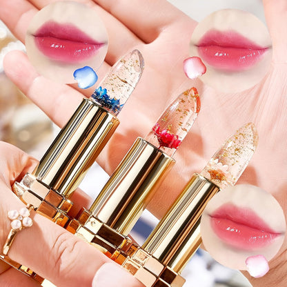 Color Changing Lip Gloss Set 3 Pcs, Temperature Magic Pink Tint Crystal Jelly Balm & Lipstick, Plant Squalane Lip Makeup
