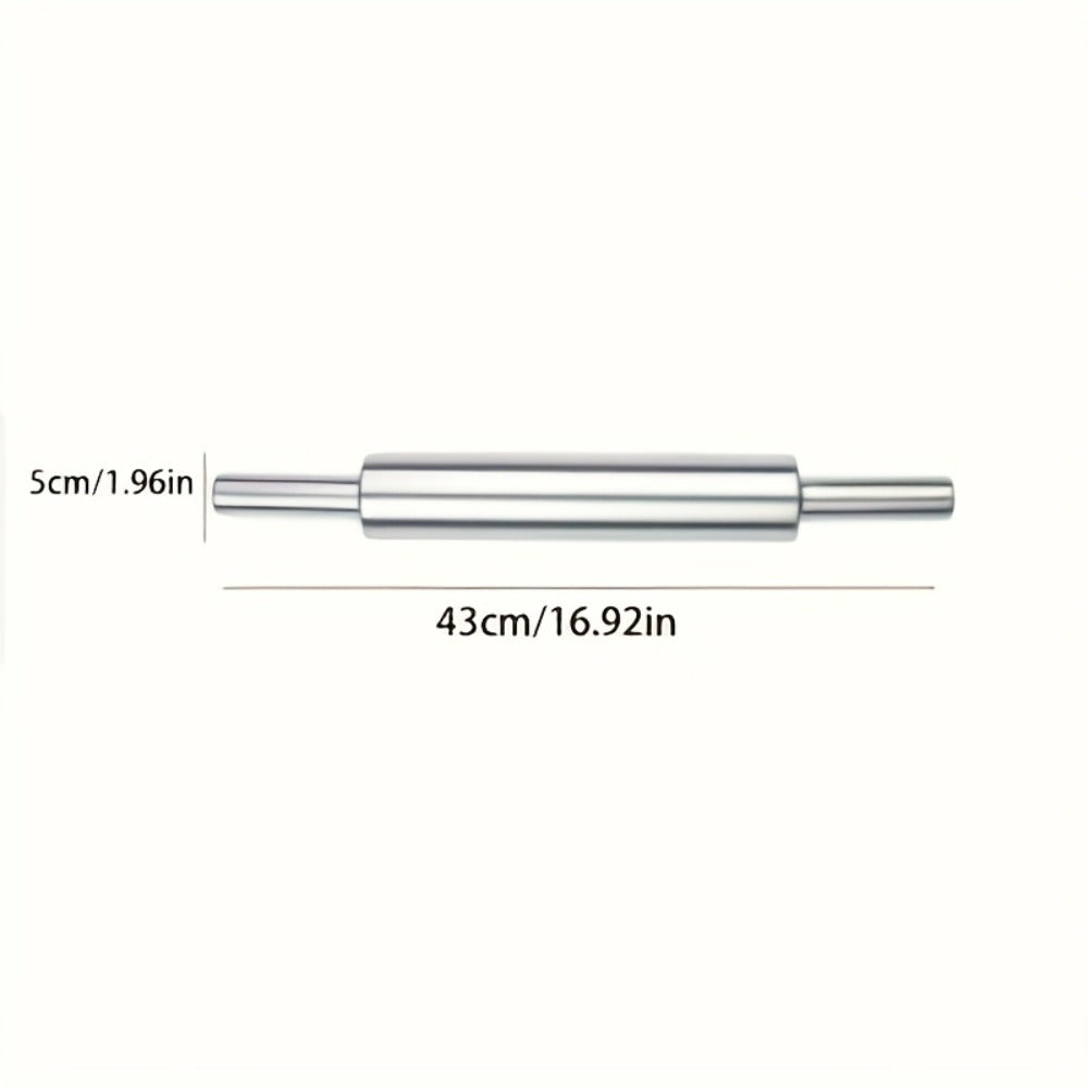 Stainless Steel Rolling Pin, Professional Non-Stick Dough Roller with Non-Slip Grip and Rounded Ends, Easy to Clean Baking Rolling Pin