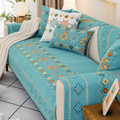 Sofa Cover Bohemian Chenille Jacquard Knit Sections for Seat, Armrest or Backrest with Model-Specific Size and Color Options