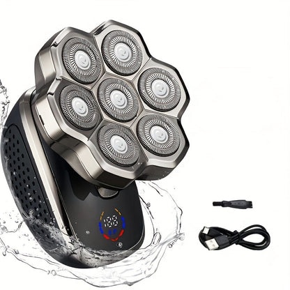 Electric Shaver 7D or 9D Rotary Head with Titanium Blades, LED Display, USB-C Charging and Set Options
