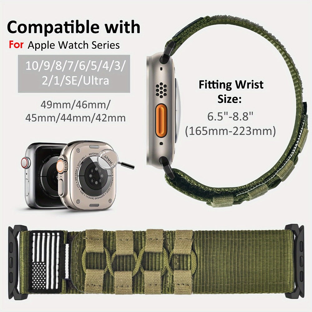 Rugged Nylon Apple Watch Band Men Sport Loop Woven Adjustable Hook Loop Strap Compatible for an Everyday Personal Care Routine