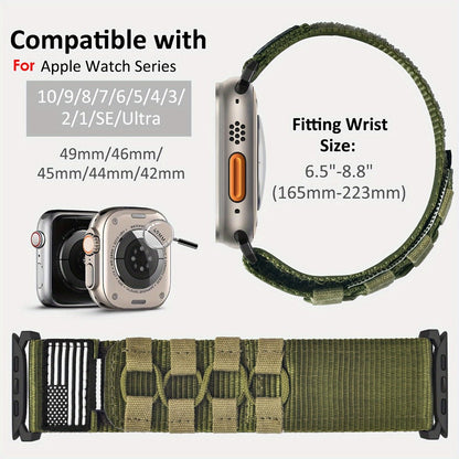 Rugged Nylon Apple Watch Band Men Sport Loop Woven Adjustable Hook Loop Strap Compatible for an Everyday Personal Care Routine