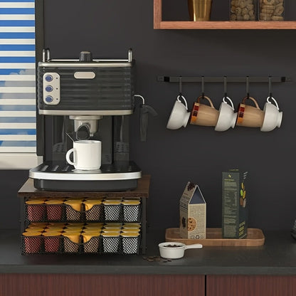 Coffee Pod Holder K-Cup Storage Drawer with Sliding Basket, 48-Capsule Double Layer Coffee Capsule Organizer for Countertop