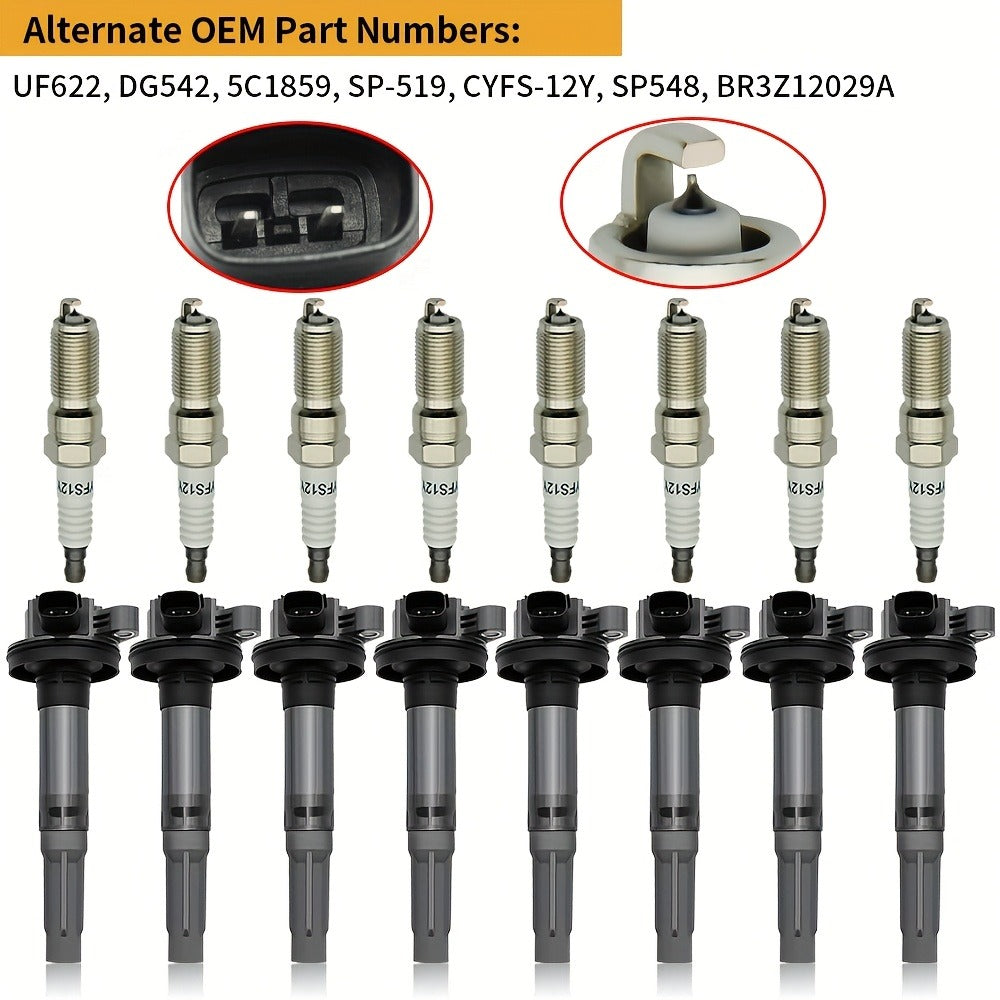 Ignition Coil & Iridium Spark Plug Kit 8-Pack for 2011-2020 Ford F-150 Mustang Lobo 5.0L V8 UF622 SP411 Direct Fit OEM Replacement Pure