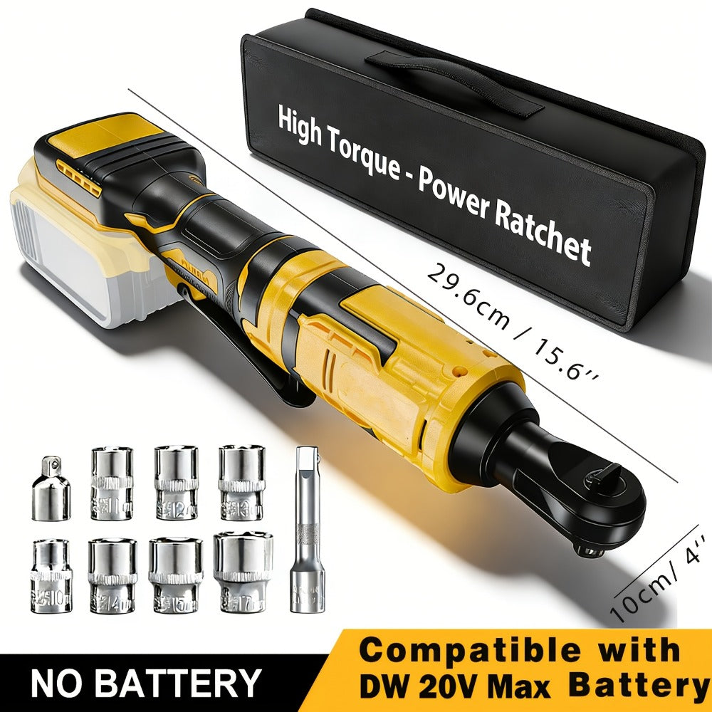 Cordless Electric Ratchet Wrench 3/8'' & 1/2'' Drive, Compatible with Dewalt 20V Max Battery, 88 Ft-lb High Torque