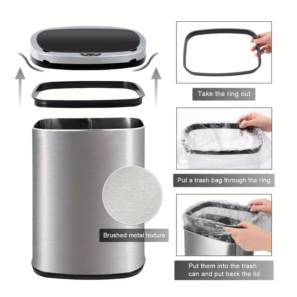 Motion Sensor Trash Can with 13-Gallon Label and Plastic or Steel Finish Options in Six Colors