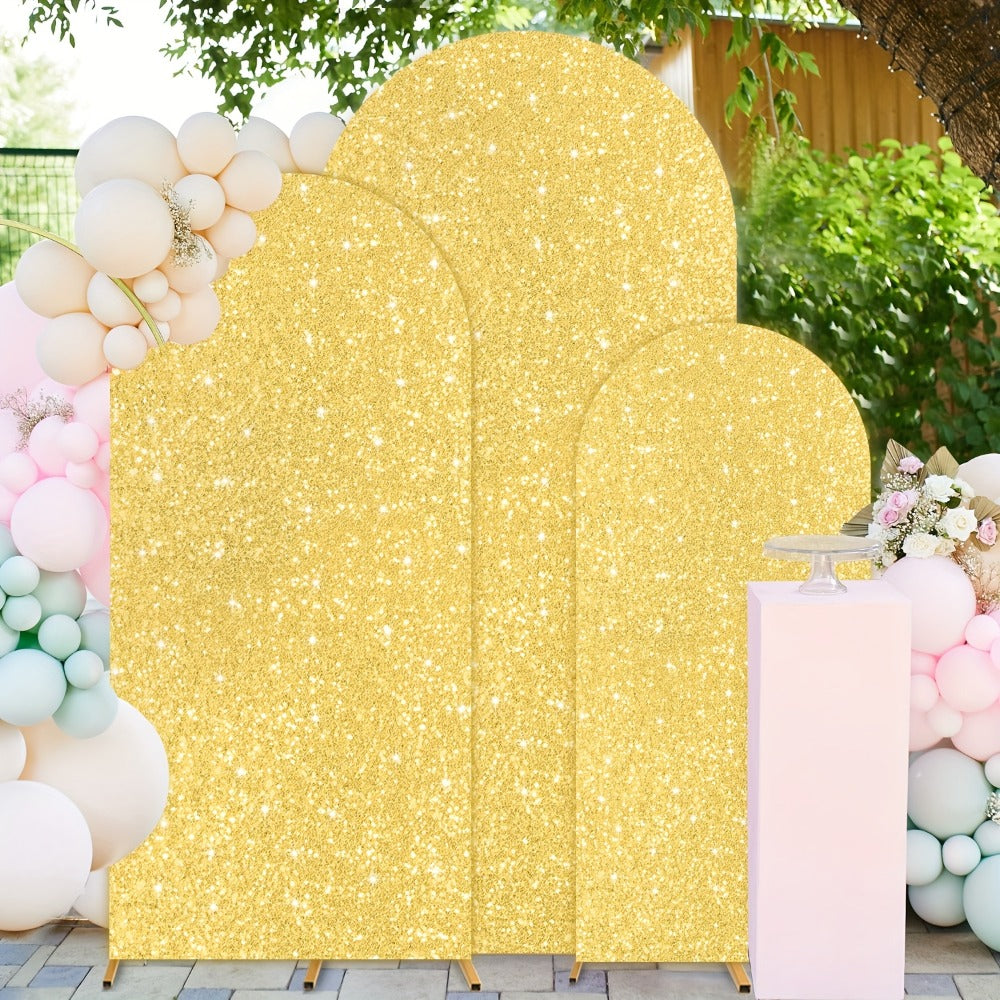 Sequins Wedding Arch Cover Set of 3 Sizes 4ft 5ft 6ft Metallic Spandex Arch Backdrop Cover Payette Glitter Arch Stand Cover for Wedding