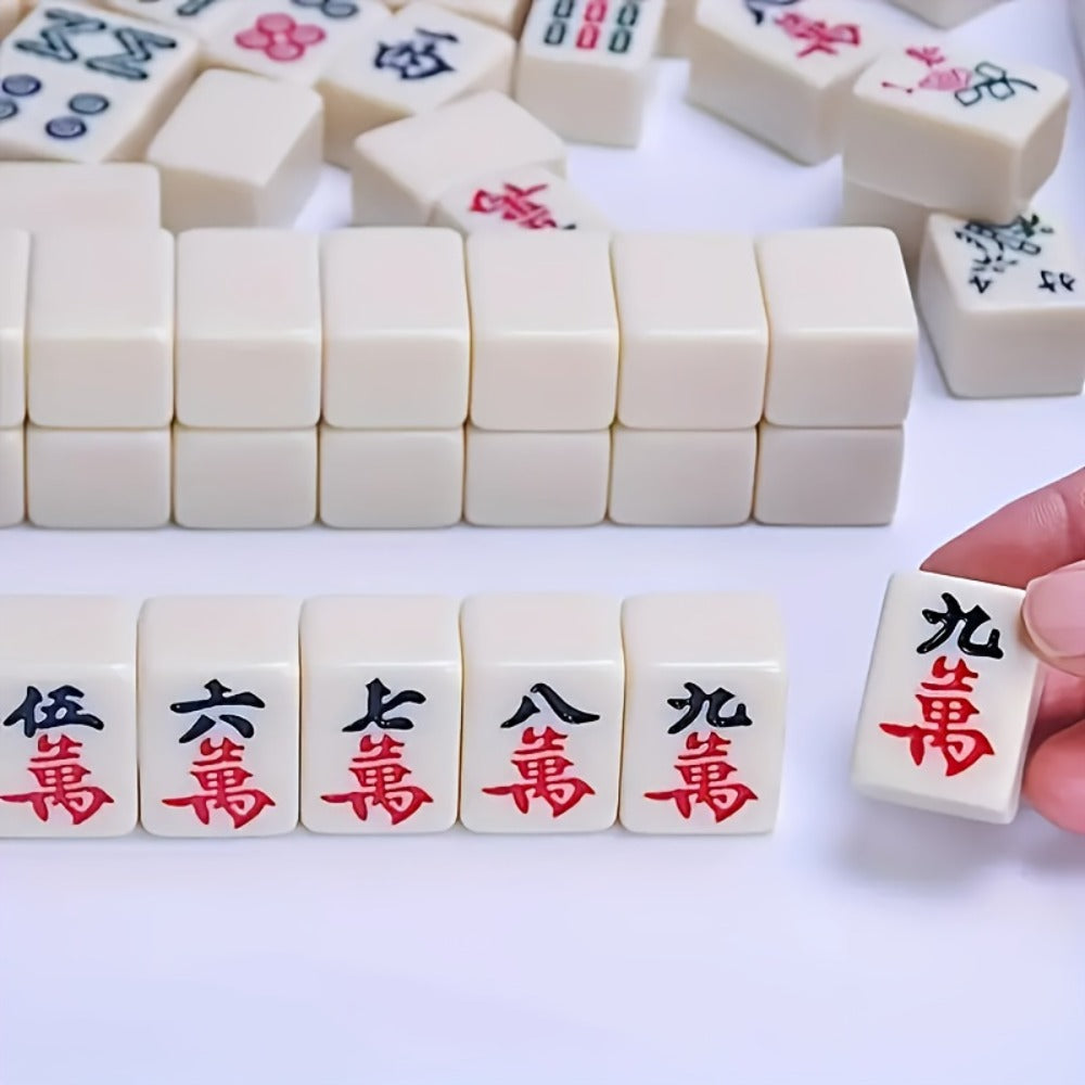 Mini Mahjong Set Portable Travel Size – Compact Authentic Chinese Tile Game for Family Fun Logical Thinking On-the-Go Entertainment