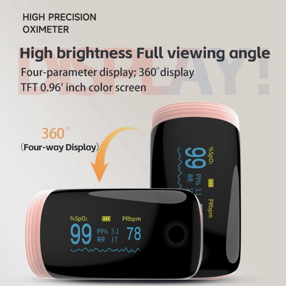 Pulse Oximeter Fingertip – FDA Cleared Rechargeable Blood Oxygen Monitor with SpO2, Pulse Rate, PI & RR, OLED Display