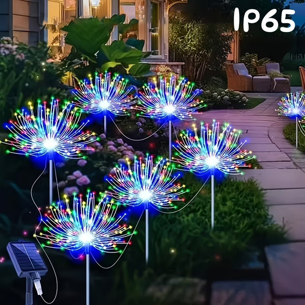 Solar Garden Light Firework Stakes with 8 Modes, 4 or 12-Pack Choices and White or Multicolor LEDs