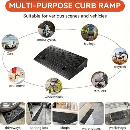 Curb Ramp Plastic Portable for Car SUV Motorcycle Bike Wheelchair Scooter Driveway Sidewalk for Entryways, Bedrooms and Living Spaces