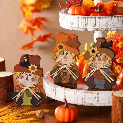 Halloween Autumn Tiered Tray Decor Set 3pcs Rustic Farmhouse Pumpkin Signs for Entryways, Bedrooms and Living Spaces