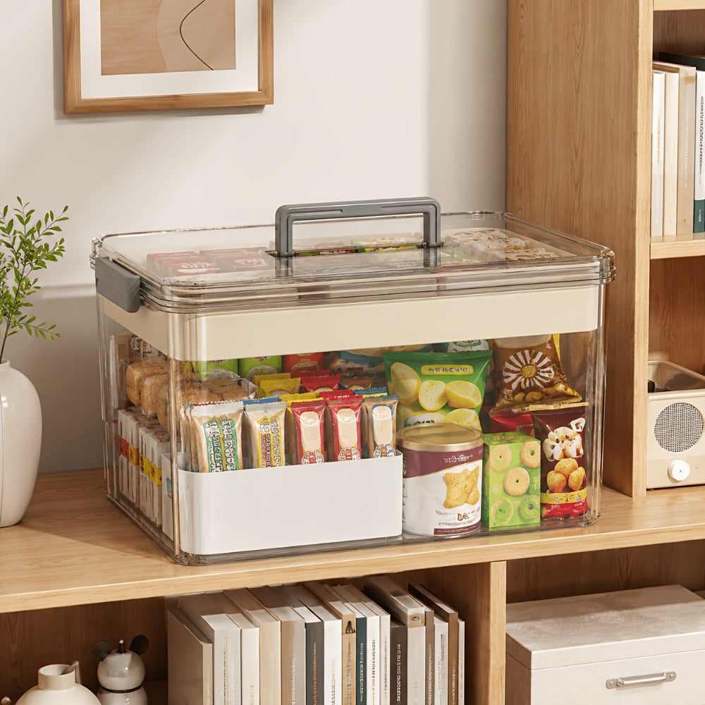 Medicine Storage Box with Handle, Multi-Layer Transparent Plastic Pill Organizer Cabinet, Portable Home Medicine Chest for Bedroom Bathroom
