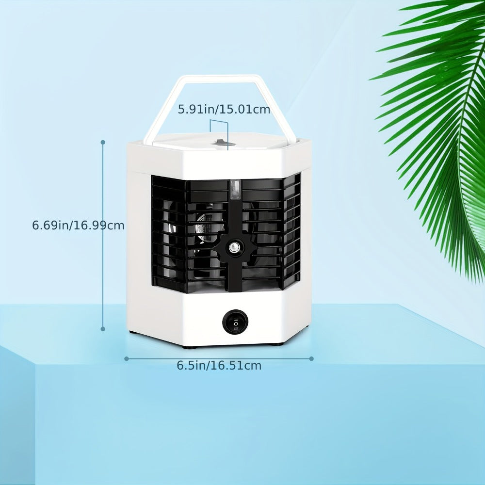 Portable Ice Cooler Fan, Mini Personal Air Conditioner with Water Ice Cooling, Anti-Leak Design & Replaceable Filter