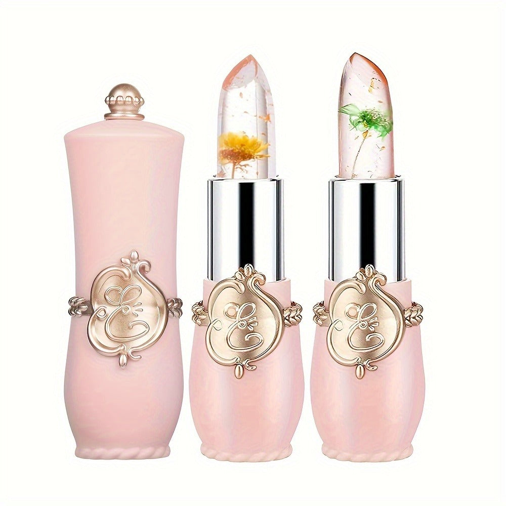 Lipstick Set, 12-Piece Flower-Core Jelly Collection with Pink-and-Black or Black-and-Black Case Options
