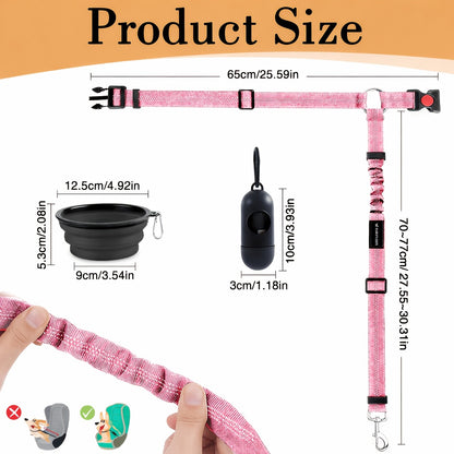 Dog Seat Belt for Car 3-in-1 Pet Car Seatbelt Harness & Leash – Retractable Adjustable Reflective Bungee Dog Restraint