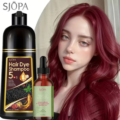 Rosemary Oil Hair Coloring Shampoo 5-in-1 Herbal Formula 500ml - 100% Gray Coverage for Bath Time, Home Spa and Personal Care