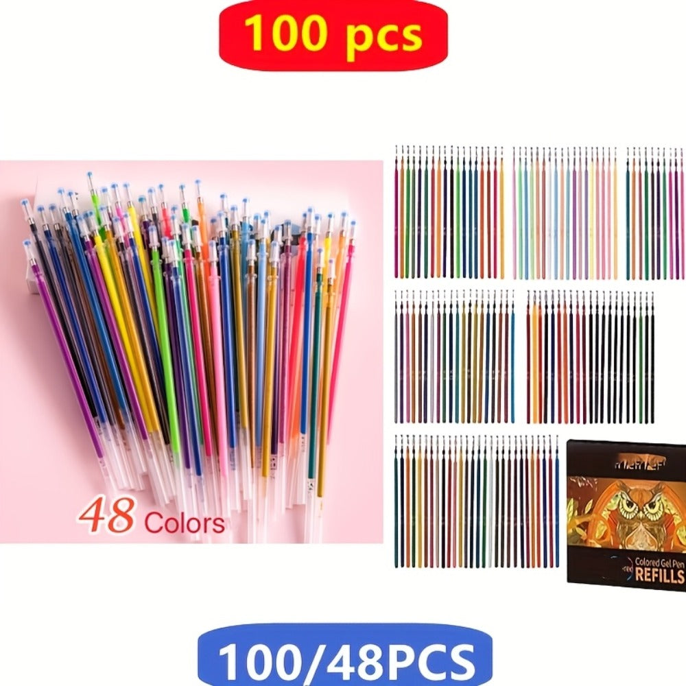 100-Pack Gel Pens Set Mixed Colors – Glitter, Metallic, Fluorescent & Colored Ink Pens for Drawing, Writing & Art Projects | Ages 14+
