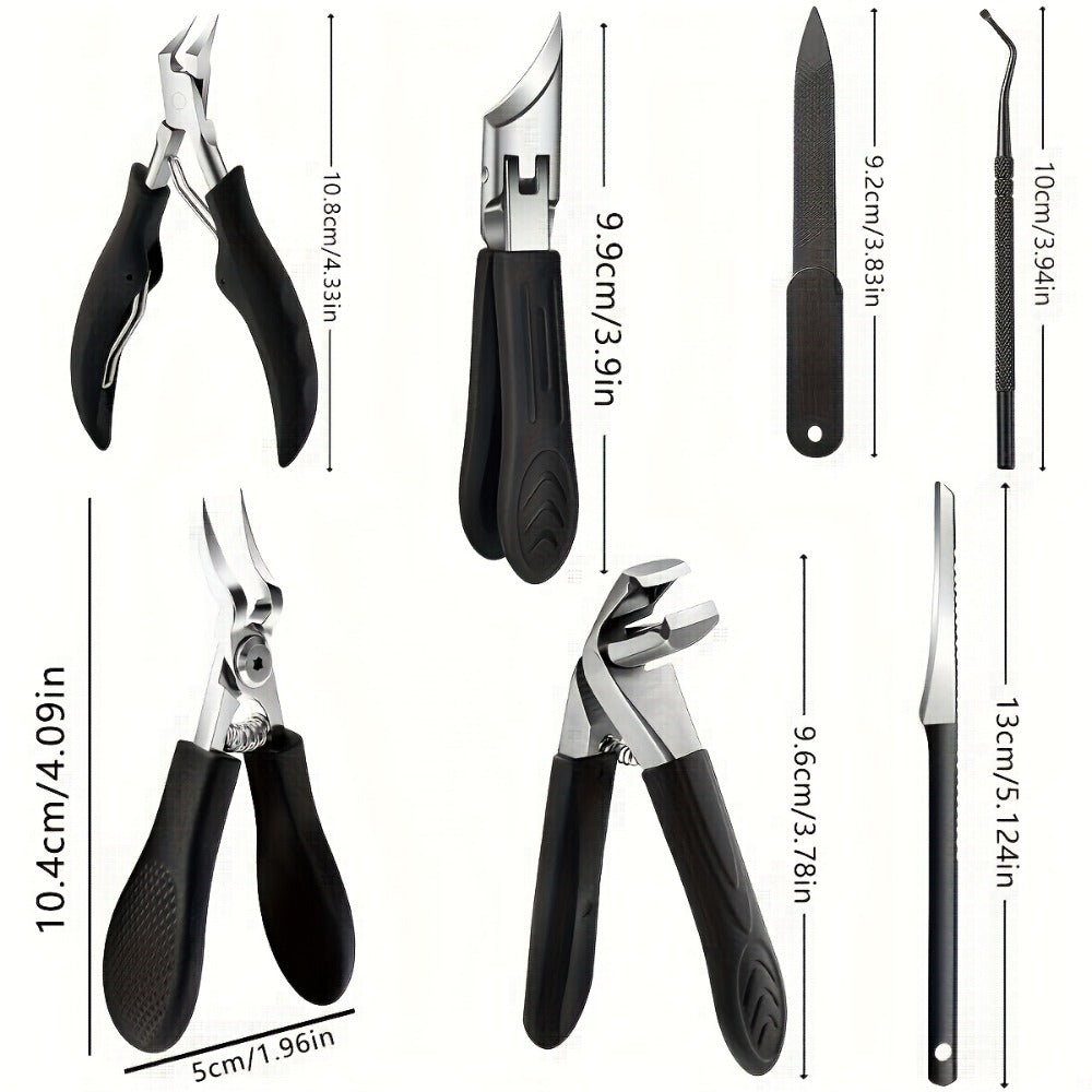 Manicure Pedicure Set 9 Piece Stainless Steel Nail Care Kit Professional Nail Clippers Nail File Cuticle Scissors for Ingrown Thick Toenails
