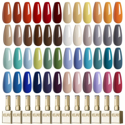 Gel Nail Polish 6-Piece 15ml Rainbow-Candy Frame-Bottle Sets in 7 Numbered Color Palettes for Nail Art