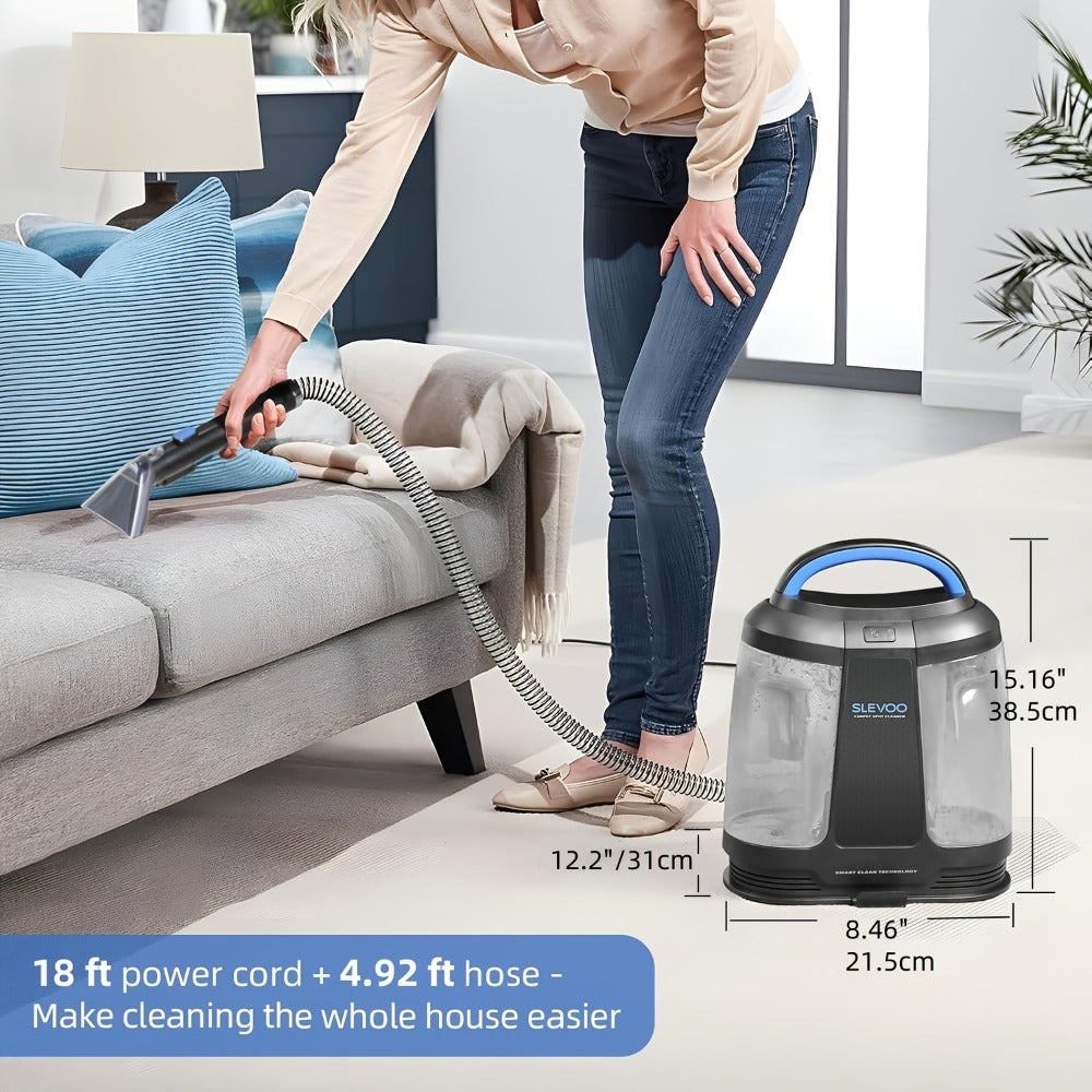 Portable Carpet Spot Cleaner 450W 12.5Kpa Upholstery Stain Remover Machine 42oz Tank 4.92ft for Entryways, Bedrooms and Living Spaces
