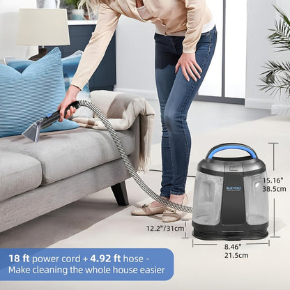 Portable Carpet Spot Cleaner 450W 12.5Kpa Upholstery Stain Remover Machine 42oz Tank 4.92ft for Entryways, Bedrooms and Living Spaces