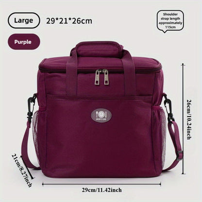 Rectangular Lunch Bag Tote, 29 x 21 x 26cm with Front Pocket, Two Mesh Side Pockets and Four Colors