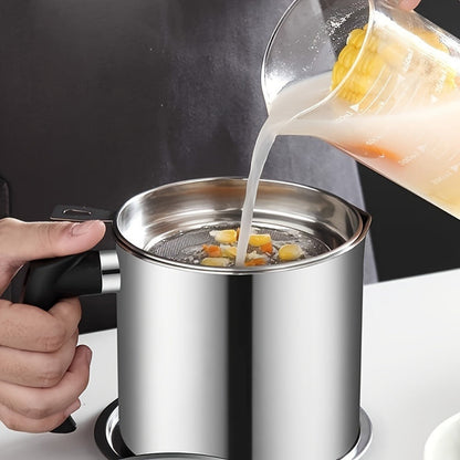 Grease Container with Strainer Stainless Steel – Kitchen Bacon Fat Storage Can with Easy Pour Handle for Cooking Oils and Fats