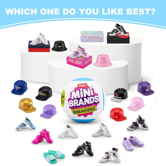 ZURU Mini Brands Sneakers Series 1 Mystery Capsule 2pcs, 5 Miniature Sneaker Collectibles with Cap