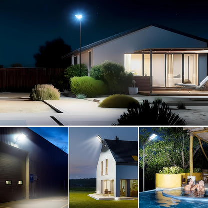Solar Street Light Outdoor 400 LED, 6500K Sensor Flood Light with Remote Control, Dusk to Dawn for Commercial Area