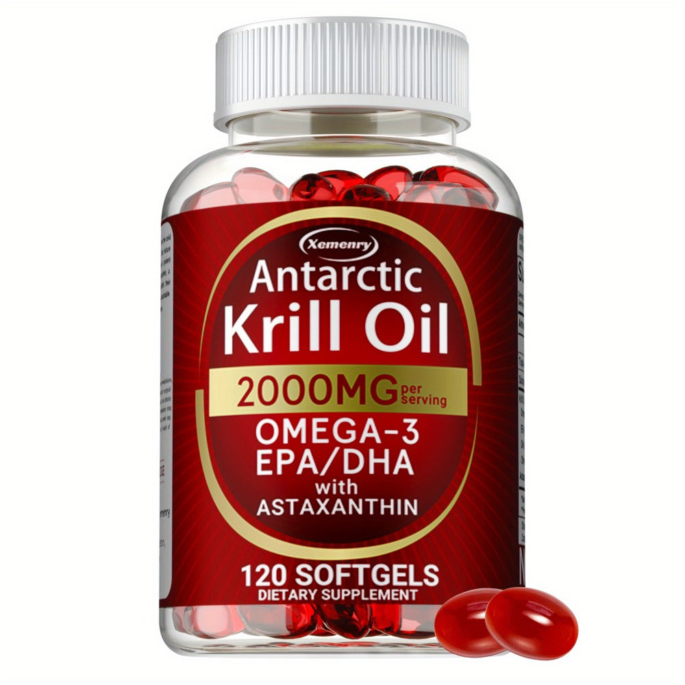 Antarctic Krill Oil 2000mg Softgels 120 Count with Astaxanthin EPA & DHA for Bath Time, Home Spa and Personal Care