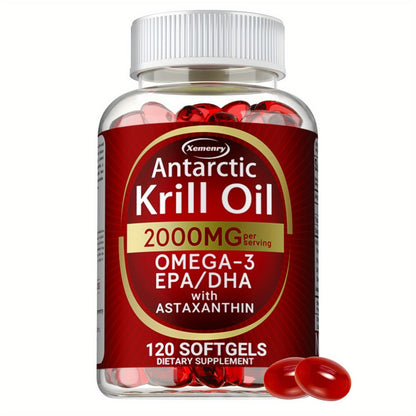 Antarctic Krill Oil 2000mg Softgels 120 Count with Astaxanthin EPA & DHA for Bath Time, Home Spa and Personal Care
