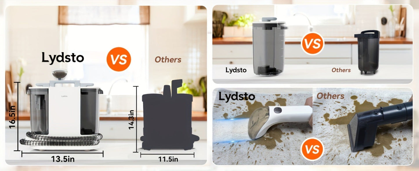 Lydsto Portable Carpet Cleaner 2-in-1 Wash & Dry, 12KPa Suction Fabric Shampooer with Self-Cleaning