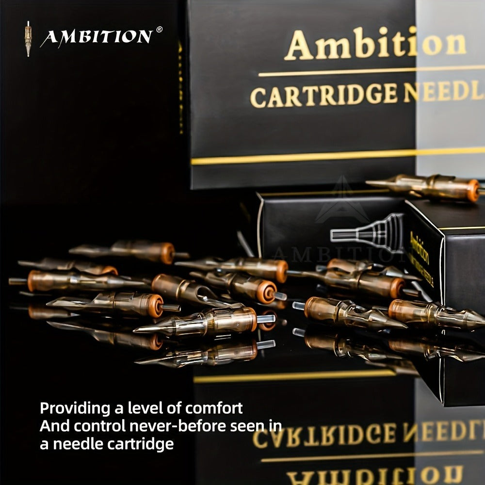 Ambition Tattoo Cartridge Needles 20pcs Professional RL RS RM Sizes with Safety Membrane for Temporary Body Art, Festivals and Costumes