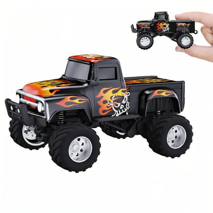 RC Monster Truck 1:64 Scale Alloy Shell with LED Lights, Multi-Control Modes, Adjustable Speed & Steering